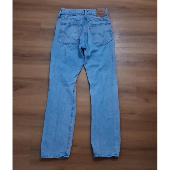 Womens Levi's Wedgie Straight Distressed Button Fly Denim Jeans - Picture 2 of 6